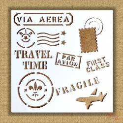 STENCIL SELLOS POSTALES AVION