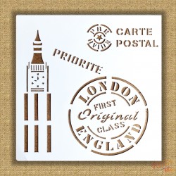 STENCIL SELLOS POSTALES BIG BEN 15X15