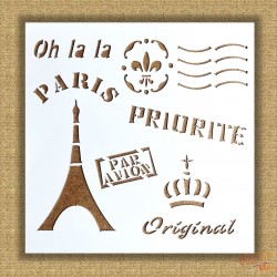 STENCIL SELLOS POSTALES EIFFEL  15X15