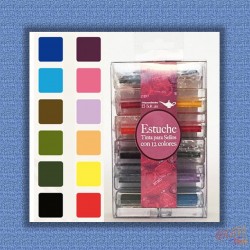 ESTUCHE TINTA PARA SELLOS CON 12 COLORES
